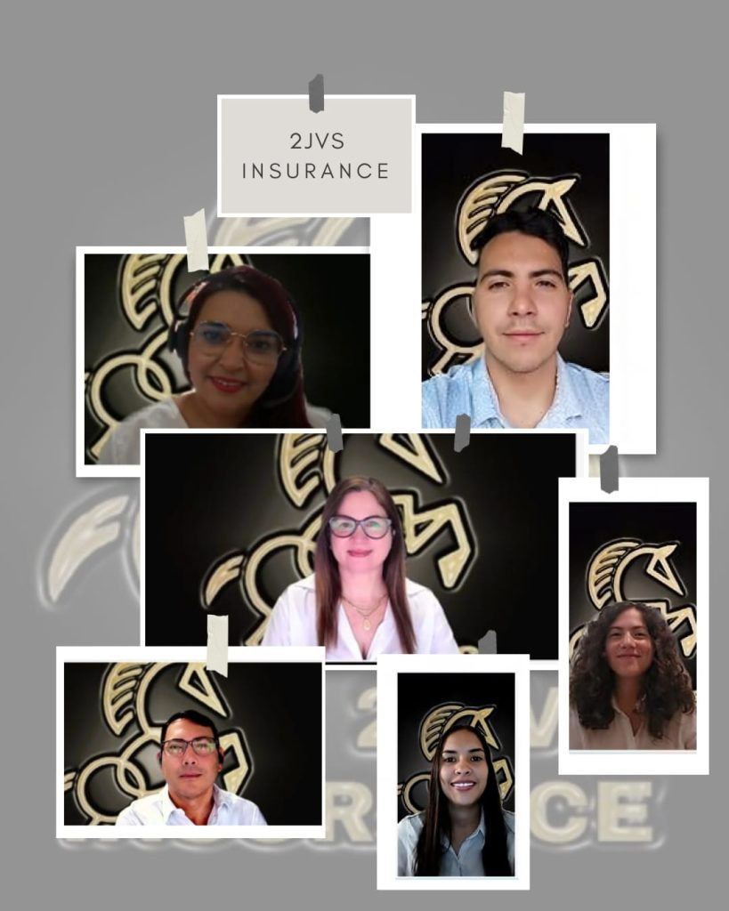 Equipo de 2JVS Insurance: Juan Carlos Saez Ramírez, Verónica Perozo, Juan Carlos Saez Perozo (JC) y Scarlet Saez